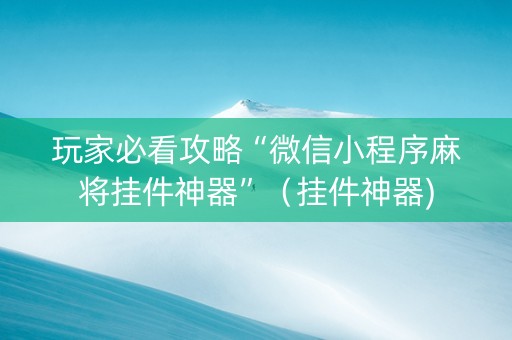 玩家必看攻略“微信小程序麻将挂件神器”（挂件神器)