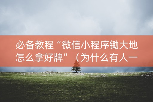 必备教程“微信小程序锄大地怎么拿好牌”（为什么有人一直赢)