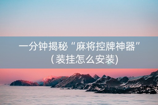 一分钟揭秘“麻将控牌神器”（装挂怎么安装)