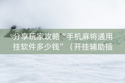 分享玩家攻略“手机麻将通用挂软件多少钱”（开挂辅助插件)