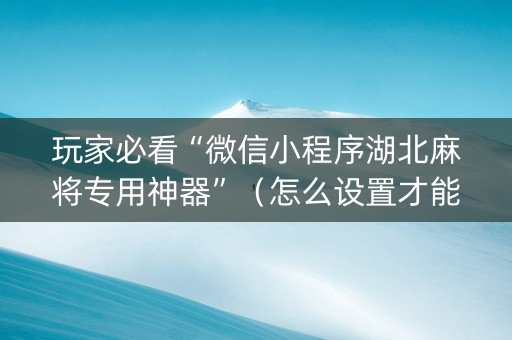 玩家必看“微信小程序湖北麻将专用神器”（怎么设置才能赢)