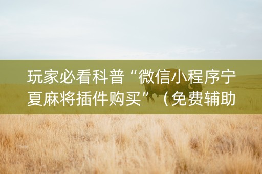 玩家必看科普“微信小程序宁夏麻将插件购买”（免费辅助)