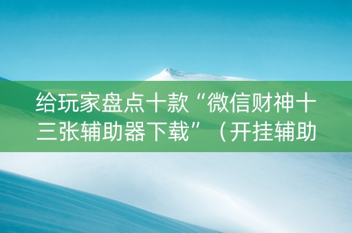 给玩家盘点十款“微信财神十三张辅助器下载”（开挂辅助脚本)