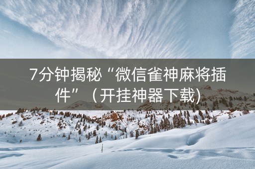 7分钟揭秘“微信雀神麻将插件”（开挂神器下载)