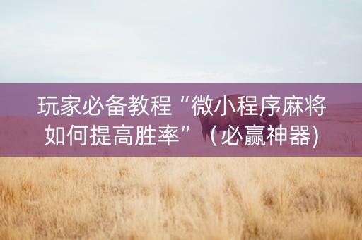 玩家必备教程“微小程序麻将如何提高胜率”（必赢神器)