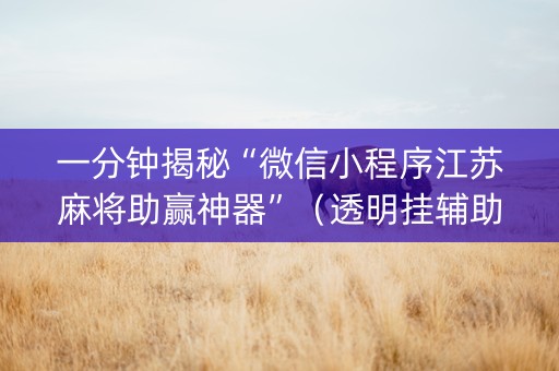 一分钟揭秘“微信小程序江苏麻将助赢神器”（透明挂辅助器)
