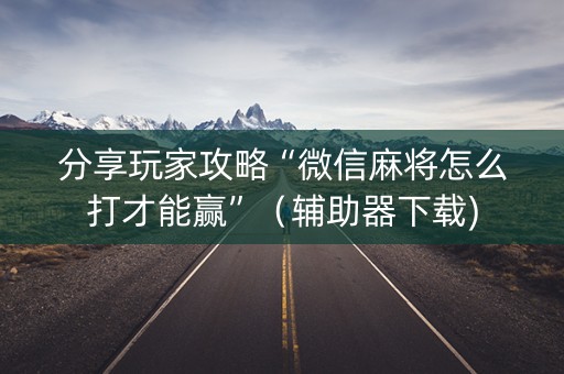 分享玩家攻略“微信麻将怎么打才能赢”（辅助器下载)
