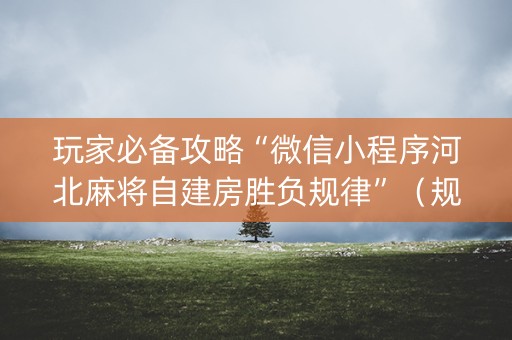 玩家必备攻略“微信小程序河北麻将自建房胜负规律”（规律确实有挂)