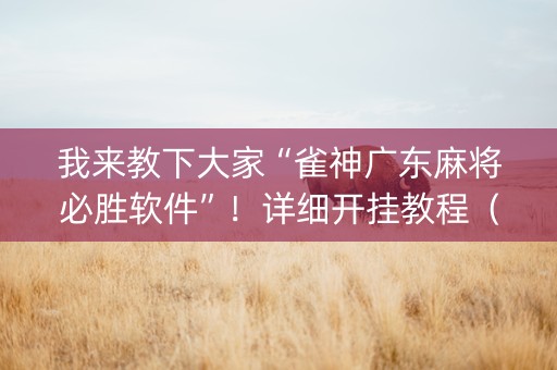 我来教下大家“雀神广东麻将必胜软件”！详细开挂教程（确实真的有挂)-知乎