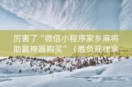 厉害了“微信小程序家乡麻将助赢神器购买”（胜负规律拿好牌)