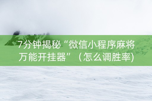 7分钟揭秘“微信小程序麻将万能开挂器”（怎么调胜率)