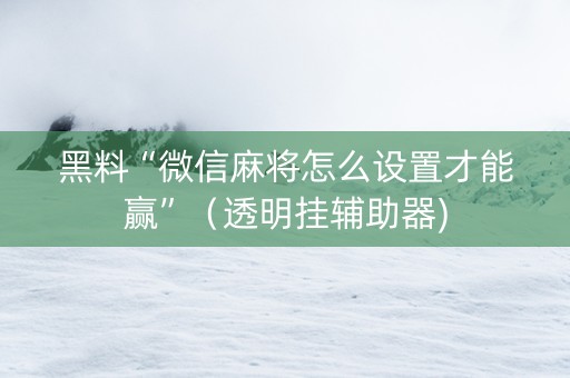 黑料“微信麻将怎么设置才能赢”（透明挂辅助器)