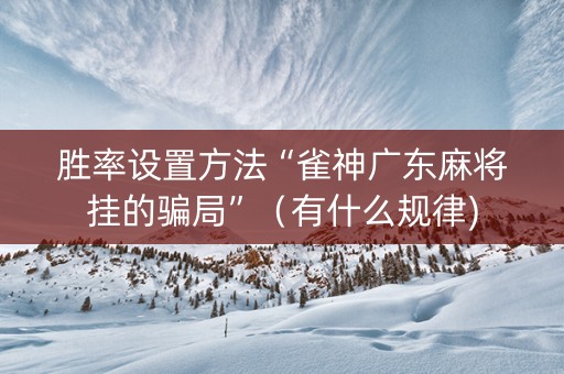 胜率设置方法“雀神广东麻将挂的骗局”（有什么规律)