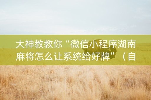 大神教教你“微信小程序湖南麻将怎么让系统给好牌”（自建房胜负规律)