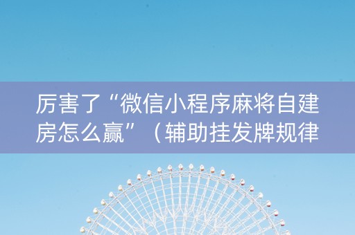 厉害了“微信小程序麻将自建房怎么赢”（辅助挂发牌规律)
