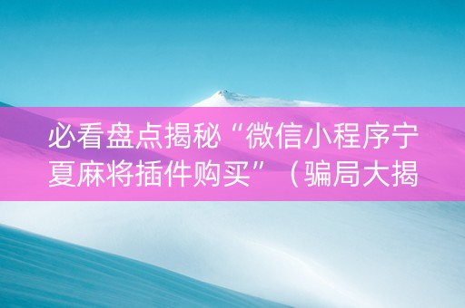 必看盘点揭秘“微信小程序宁夏麻将插件购买”（骗局大揭秘)