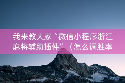 我来教大家“微信小程序浙江麻将辅助插件”（怎么调胜率)