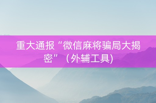 重大通报“微信麻将骗局大揭密”（外辅工具)