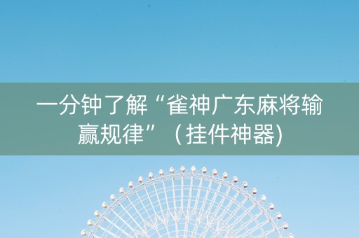 一分钟了解“雀神广东麻将输赢规律”（挂件神器)
