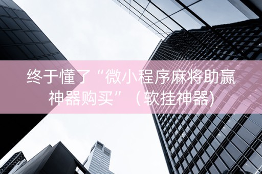 终于懂了“微小程序麻将助赢神器购买”（软挂神器)
