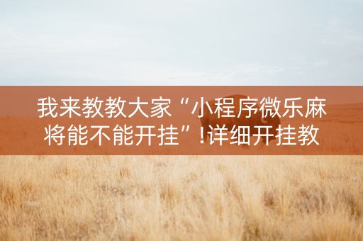我来教教大家“小程序微乐麻将能不能开挂”!详细开挂教程-知乎