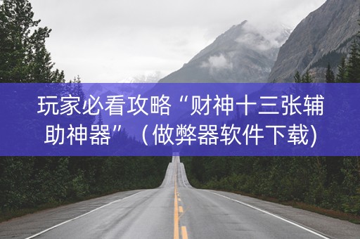 玩家必看攻略“财神十三张辅助神器”（做弊器软件下载)