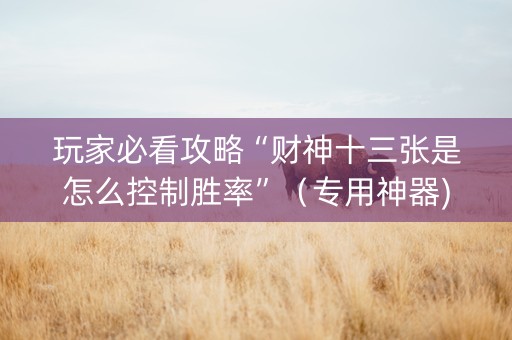 玩家必看攻略“财神十三张是怎么控制胜率”（专用神器)
