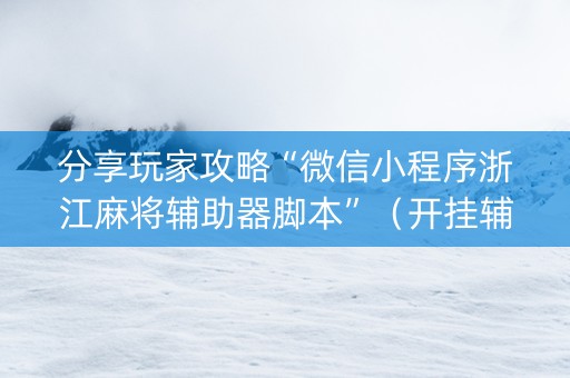 分享玩家攻略“微信小程序浙江麻将辅助器脚本”（开挂辅助器脚本)
