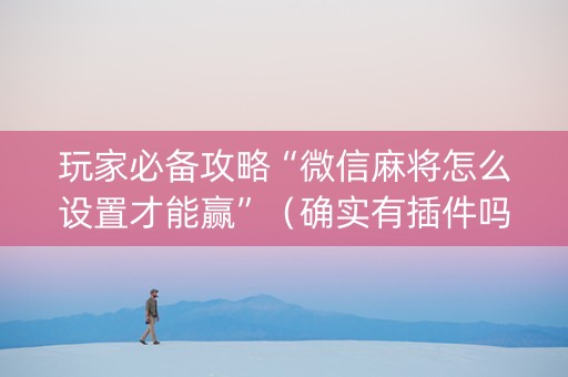 玩家必备攻略“微信麻将怎么设置才能赢”（确实有插件吗)