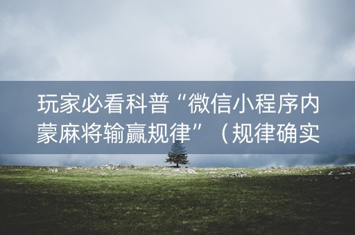 玩家必看科普“微信小程序内蒙麻将输赢规律”（规律确实有挂)