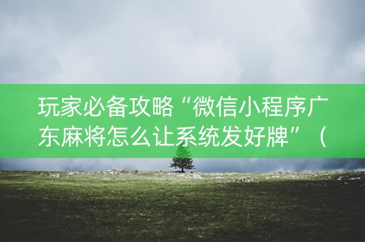 玩家必备攻略“微信小程序广东麻将怎么让系统发好牌”（怎么设置能有好牌)