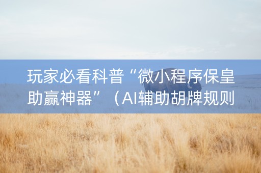 玩家必看科普“微小程序保皇助赢神器”（AI辅助胡牌规则)