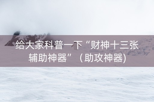 给大家科普一下“财神十三张辅助神器”（助攻神器)