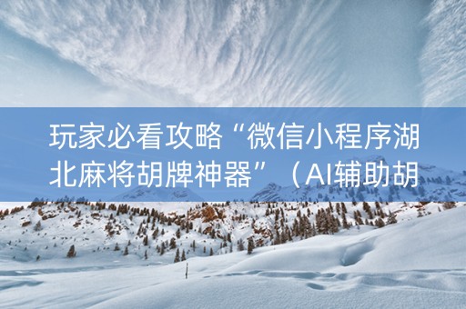 玩家必看攻略“微信小程序湖北麻将胡牌神器”（AI辅助胡牌规则)