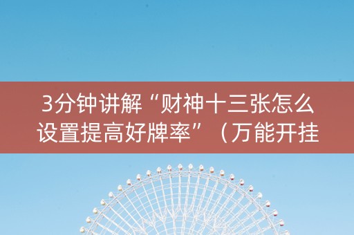 3分钟讲解“财神十三张怎么设置提高好牌率”（万能开挂神器)