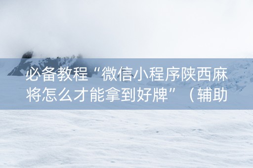 必备教程“微信小程序陕西麻将怎么才能拿到好牌”（辅助器插件)