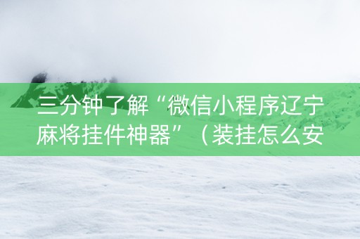 三分钟了解“微信小程序辽宁麻将挂件神器”（装挂怎么安装)
