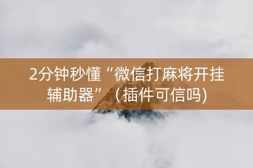 2分钟秒懂“微信打麻将开挂辅助器”（插件可信吗)