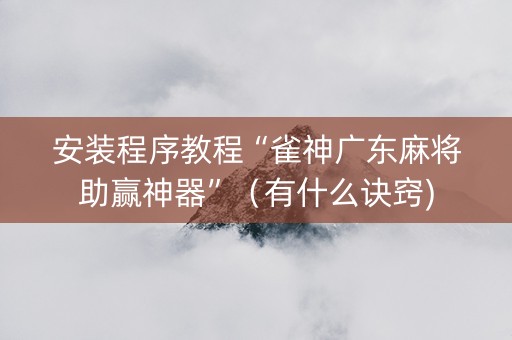 安装程序教程“雀神广东麻将助赢神器”（有什么诀窍)