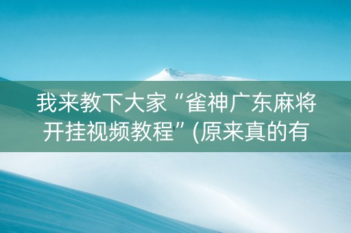我来教下大家“雀神广东麻将开挂视频教程”(原来真的有挂)-知乎