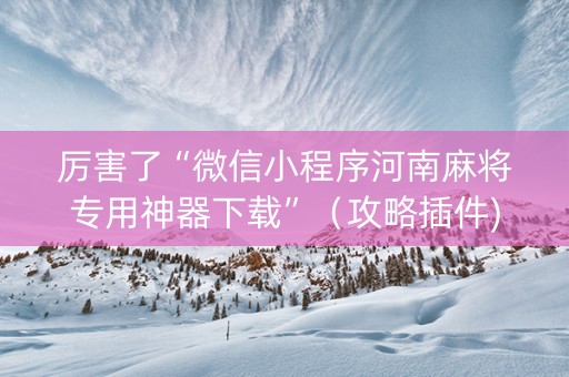 厉害了“微信小程序河南麻将专用神器下载”（攻略插件)
