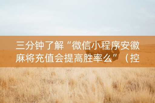 三分钟了解“微信小程序安徽麻将充值会提高胜率么”（控牌器)
