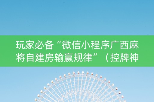 玩家必备“微信小程序广西麻将自建房输赢规律”（控牌神器)