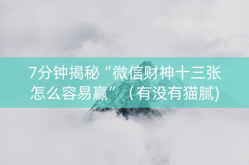 7分钟揭秘“微信财神十三张怎么容易赢”（有没有猫腻)