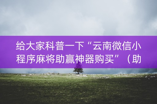 给大家科普一下“云南微信小程序麻将助赢神器购买”（助赢神器购买)