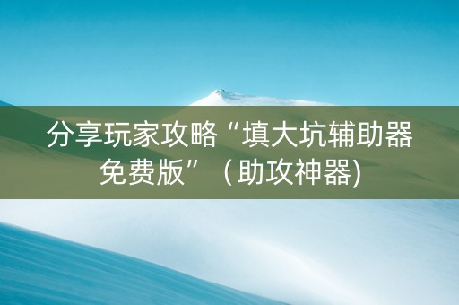 分享玩家攻略“填大坑辅助器免费版”（助攻神器)
