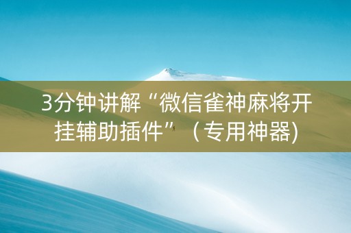3分钟讲解“微信雀神麻将开挂辅助插件”（专用神器)