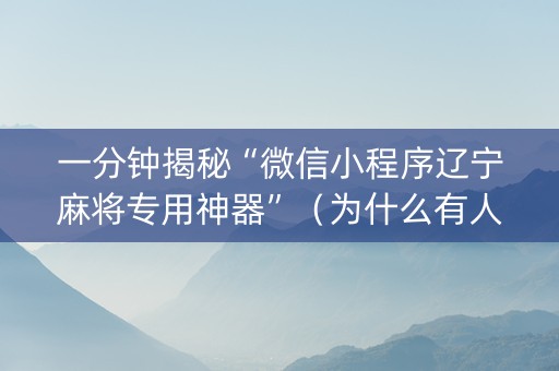一分钟揭秘“微信小程序辽宁麻将专用神器”（为什么有人一直赢)