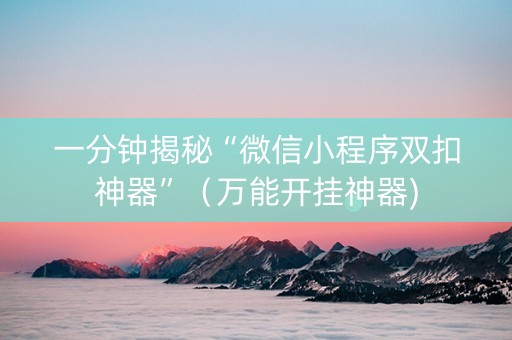 一分钟揭秘“微信小程序双扣神器”（万能开挂神器)