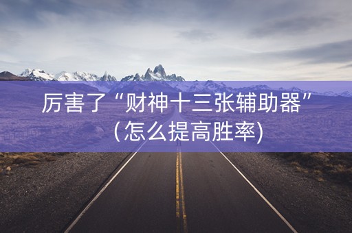 厉害了“财神十三张辅助器”（怎么提高胜率)